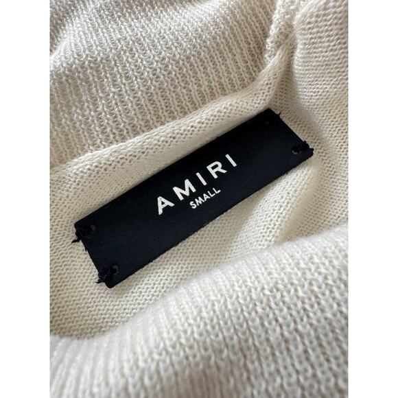 Amiri Turtleneck Logo Cashmere Silk Sweater Off-White - Picture 5 of 8